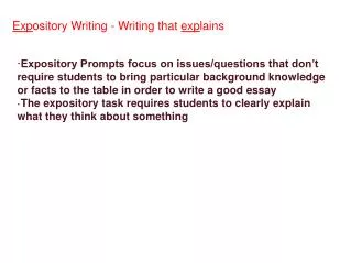 Exp ository Writing - Writing that exp lains