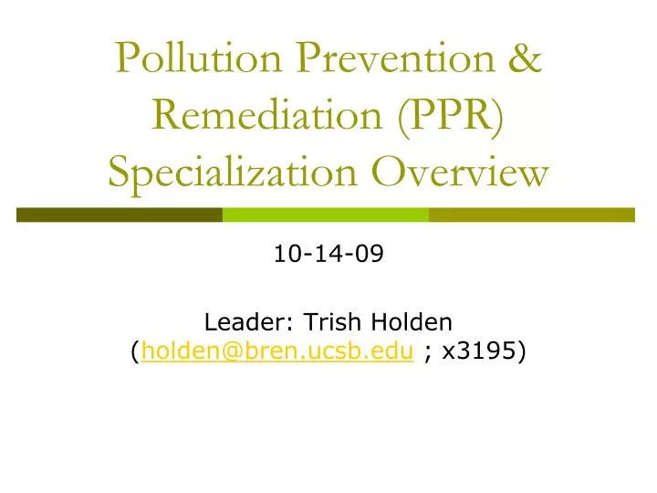 pollution prevention remediation ppr specialization overview