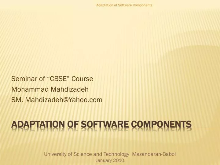 seminar of cbse course mohammad mahdizadeh sm mahdizadeh@yahoo com