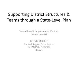 Supporting District Structures &amp; Teams through a State-Level Plan