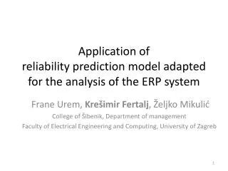 Application of reliability prediction model adapted for the analysis of the ERP system