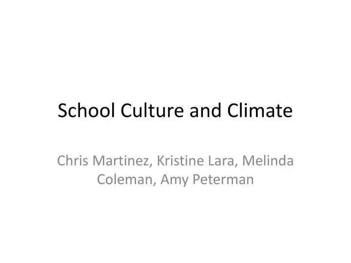 school culture and climate