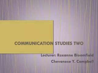 COMMUNICATION STUDIES TWO
