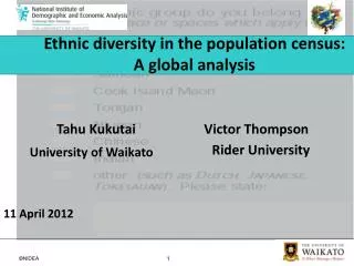 Ethnic diversity in the population census: A global analysis
