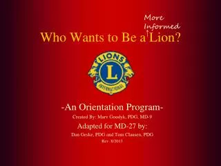 Who Wants to Be a Lion?