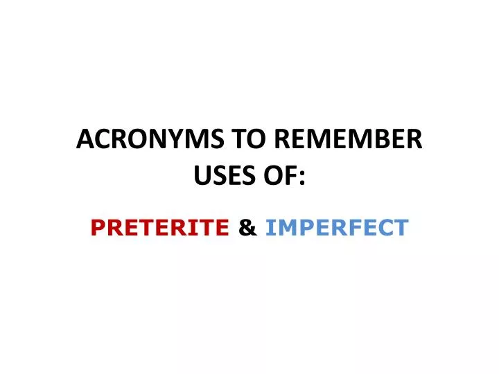acronyms to remember uses of