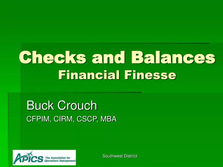 checks and balances financial finesse