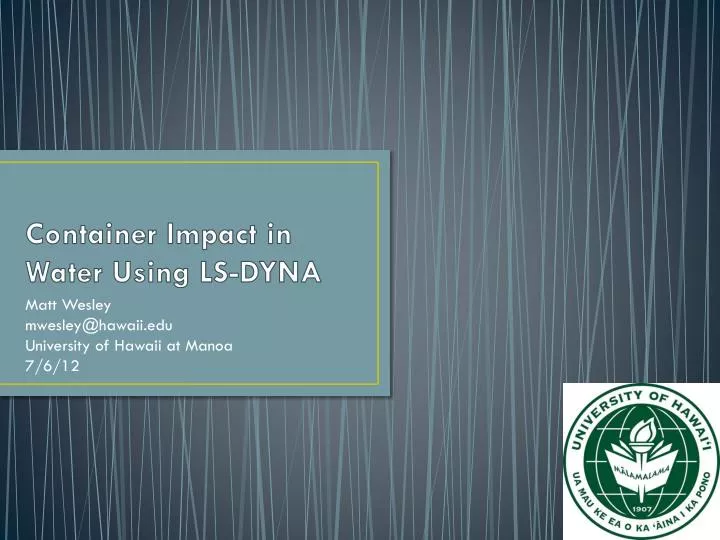 container impact in water using ls dyna