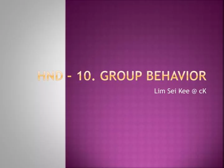 hnd 10 group behavior