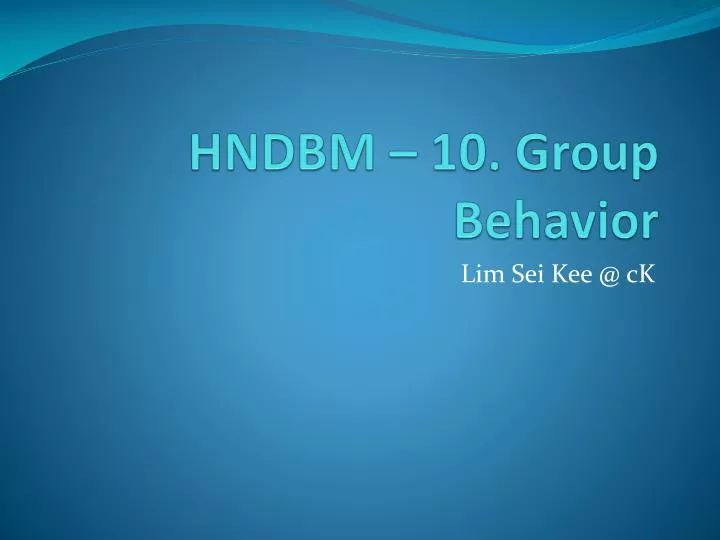 hndbm 10 group behavior