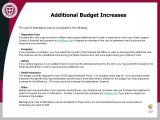 Additional Budget Increases