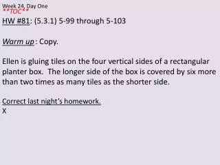 **TOC** HW #81 : (5.3.1) 5-99 through 5-103 Warm up 	: Copy.