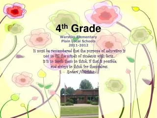 4 th Grade Warstler Elementary Plain Local Schools 2011-2012