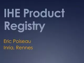 IHE Product Registry