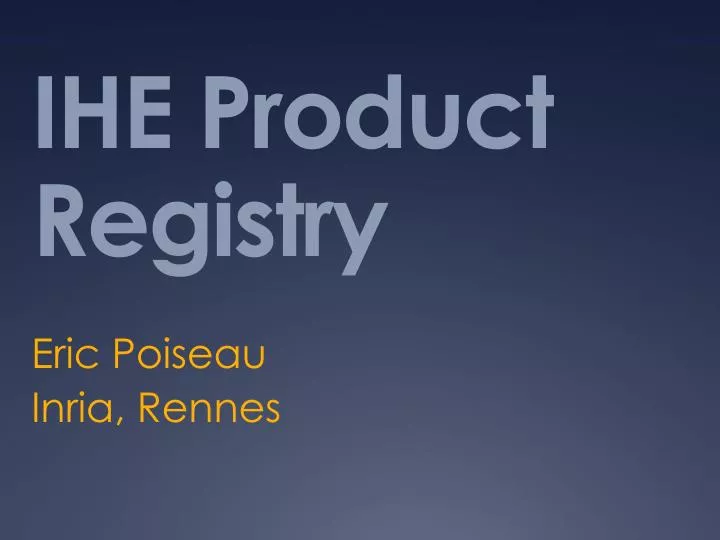 ihe product registry