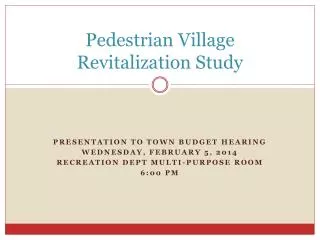 Pedestrian Village Revitalization Study