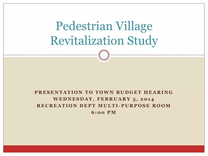 pedestrian village revitalization study