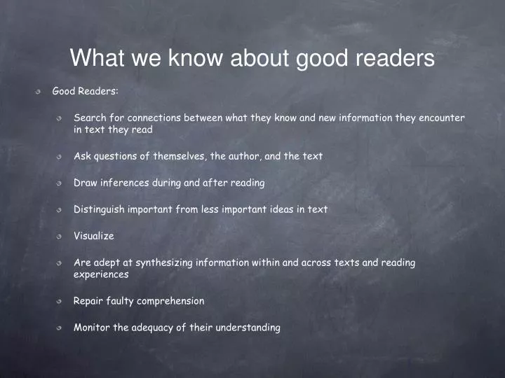 what we know about good readers