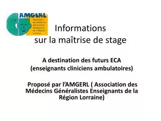 informations sur la ma trise de stage