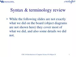 Syntax &amp; terminology review