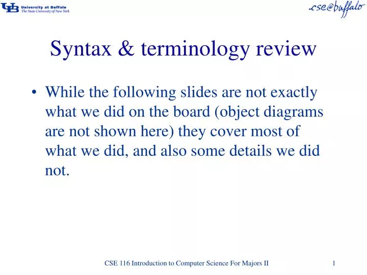 syntax terminology review