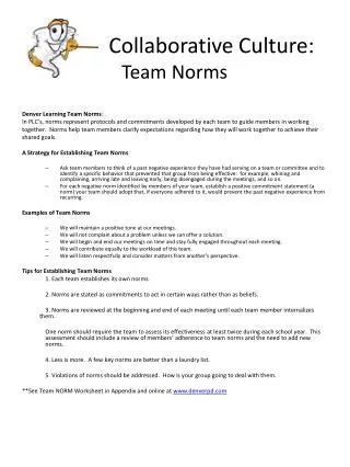 Collaborative Culture: Team Norms