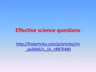 Effective science questions