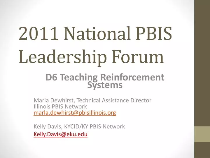 2011 national pbis leadership forum