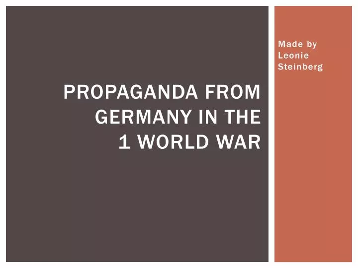 propaganda from germany in the 1 world war