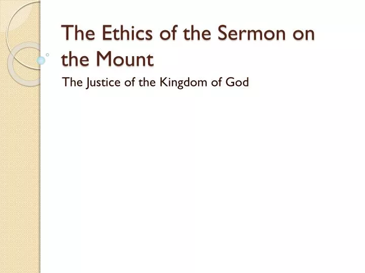 the ethics of the sermon on the mount