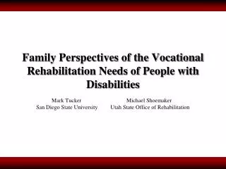 Family Perspectives of the Vocational Rehabilitation Needs of People with Disabilities