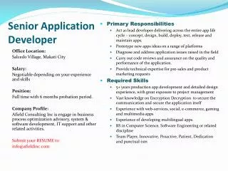 Senior Application Developer