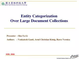 Entity Categorization Over Large Document Collections