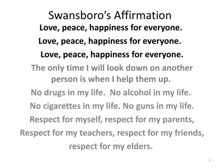 swansboro s affirmation