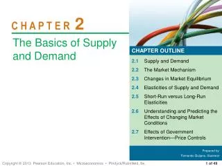 2.1 	Supply and Demand 2.2 	The Market Mechanism 2.3 	Changes in Market Equilibrium