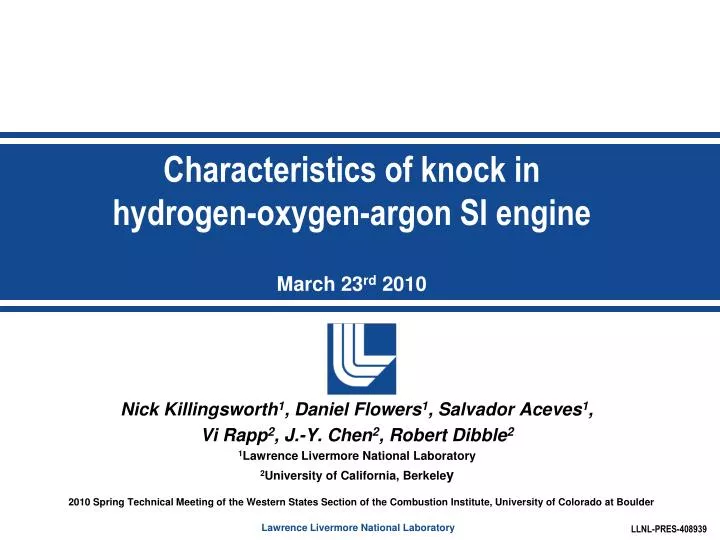 characteristics of knock in hydrogen oxygen argon si engine march 23 rd 2010