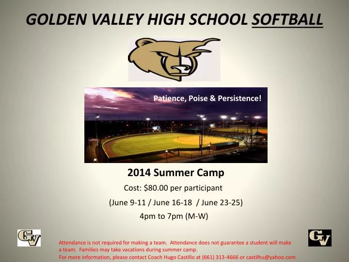 golden valley high school softball