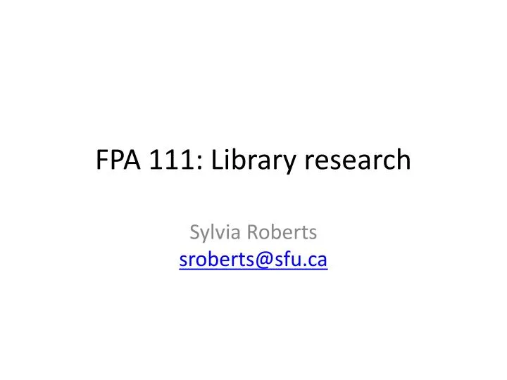 fpa 111 library research