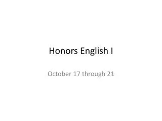 Honors English I