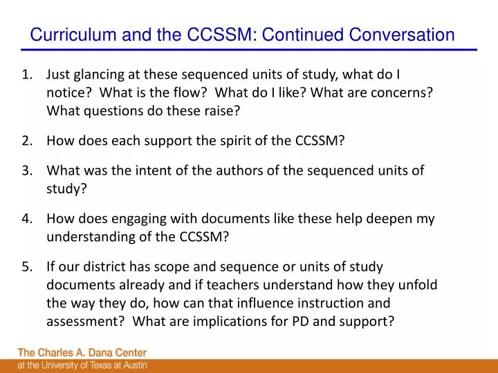 curriculum and the ccssm continued conversation