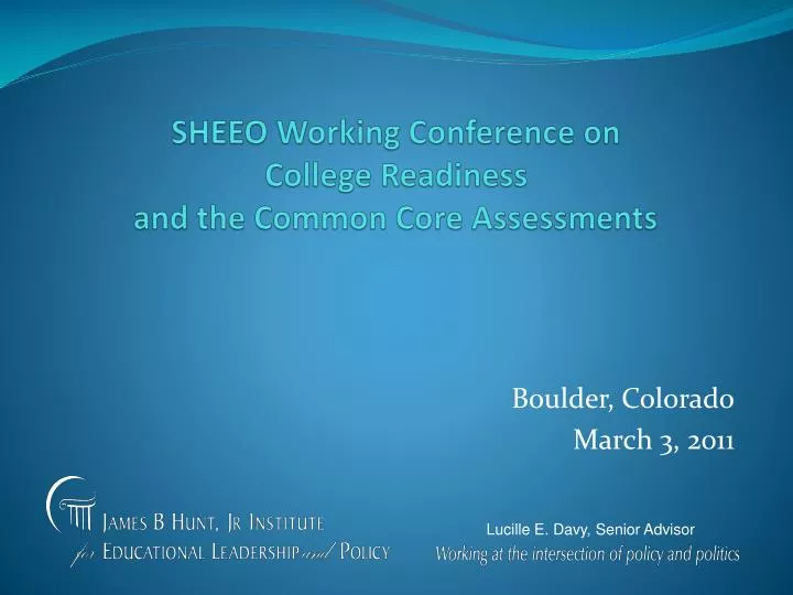 sheeo working conference on college readiness and the common core assessments