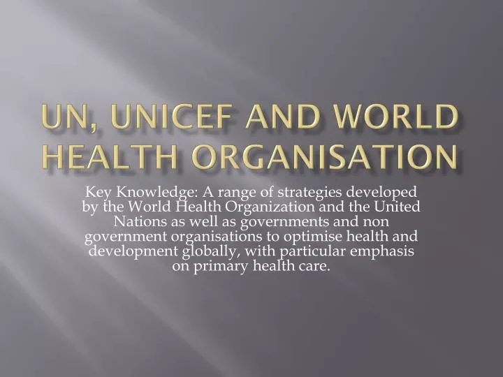 un unicef and world health organisation