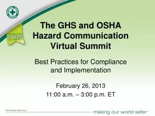 The GHS and OSHA Hazard Communication Virtual Summit