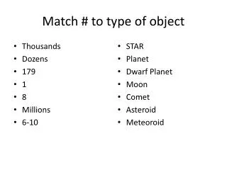 Match # to type of object