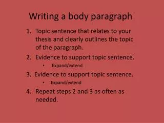 Writing a body paragraph