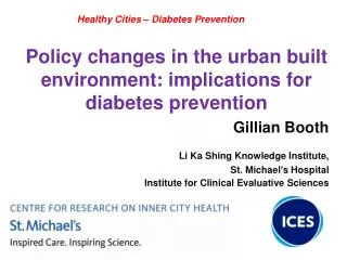 Policy changes in the urban built environment: implications for diabetes prevention
