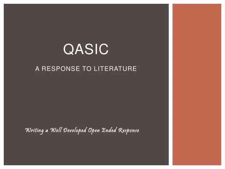 qasic a response to literature