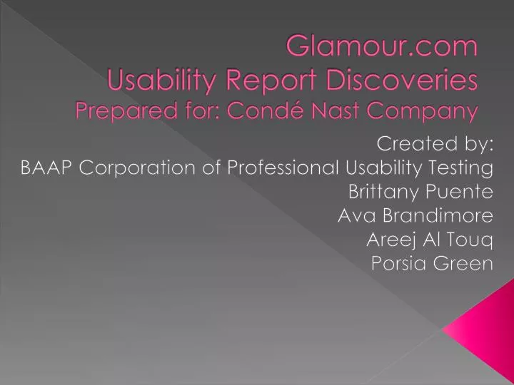 glamour com usability report discoveries prepared for cond nast company