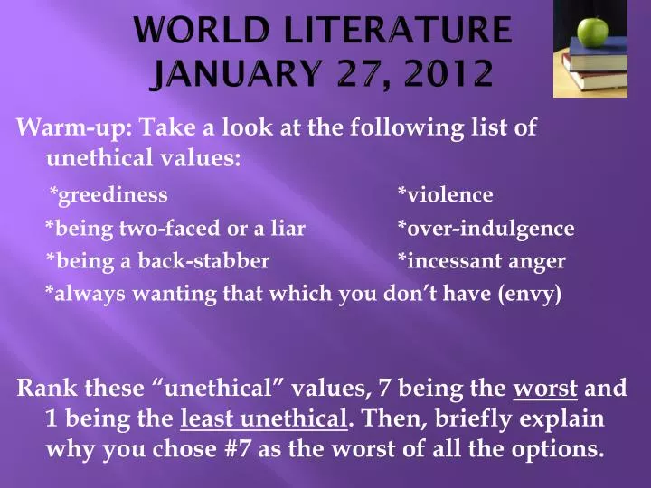 world literature january 27 2012