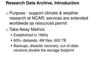 Research Data Archive, Introduction